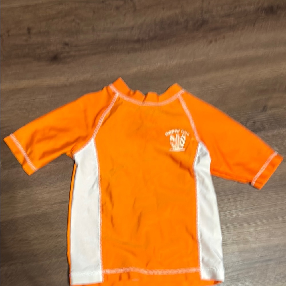 Orange and White Kids Swim Shirt